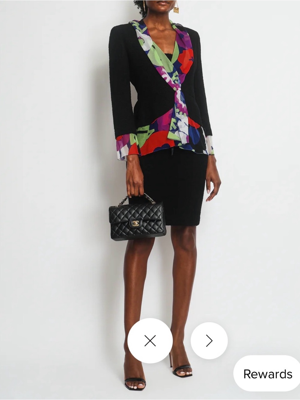 Black Jacket with Multicolor Print Trim - Women's Fashion Jacket Summer 2022